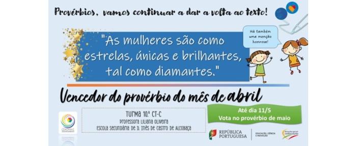 Vencedor de abril “Provérbios, continuamos a dar a volta ao texto!” Votação para maio